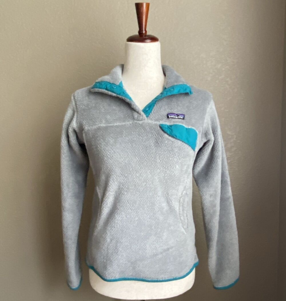 Patagonia Women’s Gray 1/4 Button Pullover Sweater Lightweight Size Small